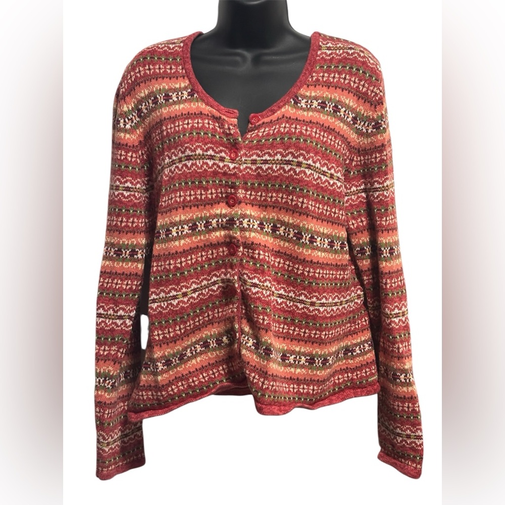 Tiara International Vintage Red and White Knit Sweater